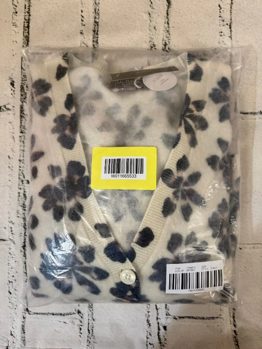 J. Crew Brushed cashmere party cardigan in floral print L